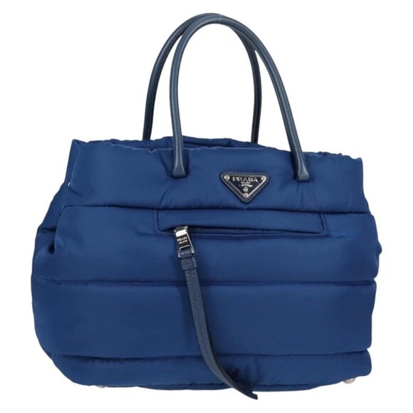 PRADA Hand Bag Nylon Blue Silver Auth 136286V - Picture 1 of 16